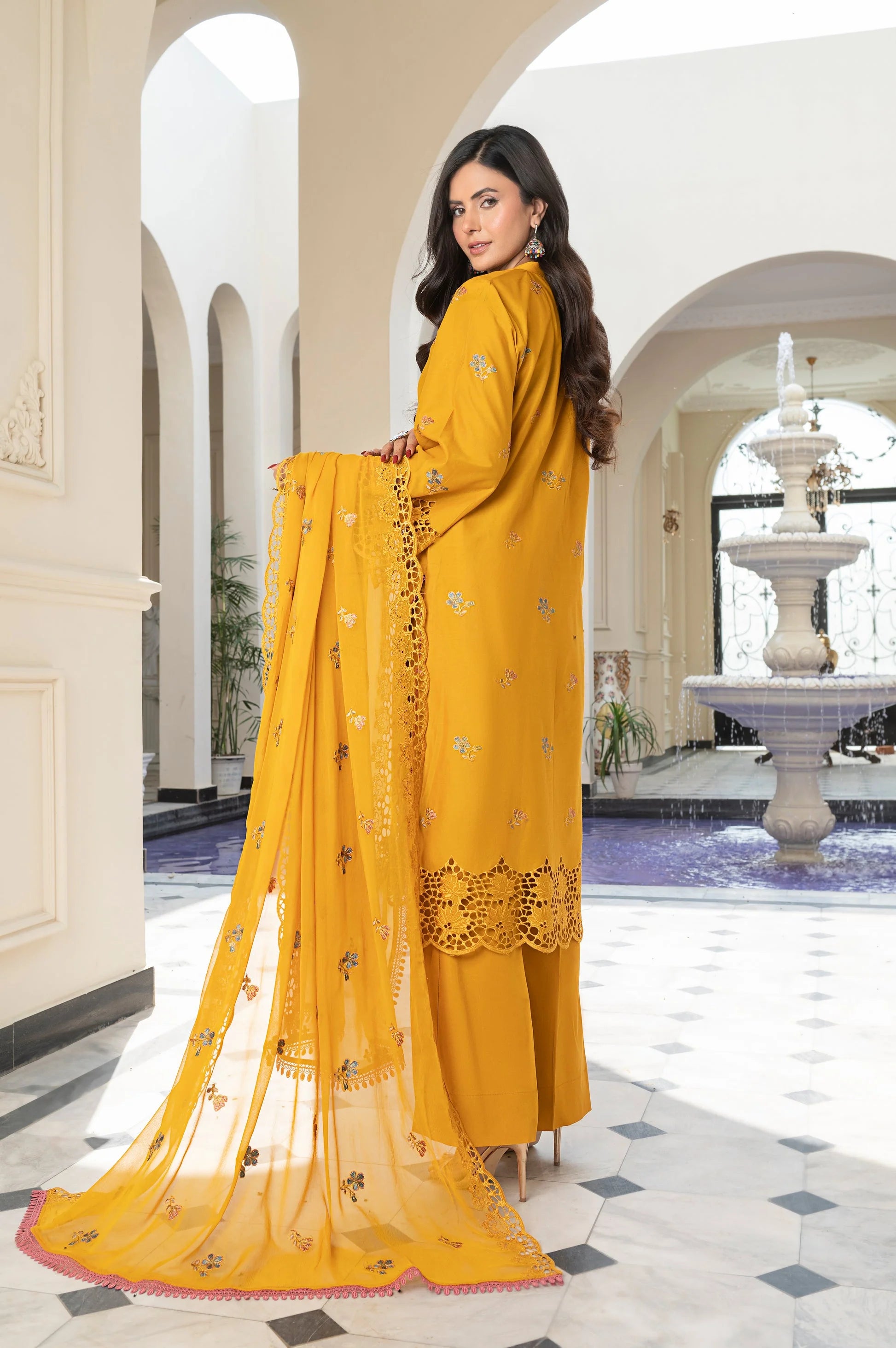 3-PC Unstitched Lawn Shirt Crinkle Embroidered Dupatta Nayab By Wania | WL-375