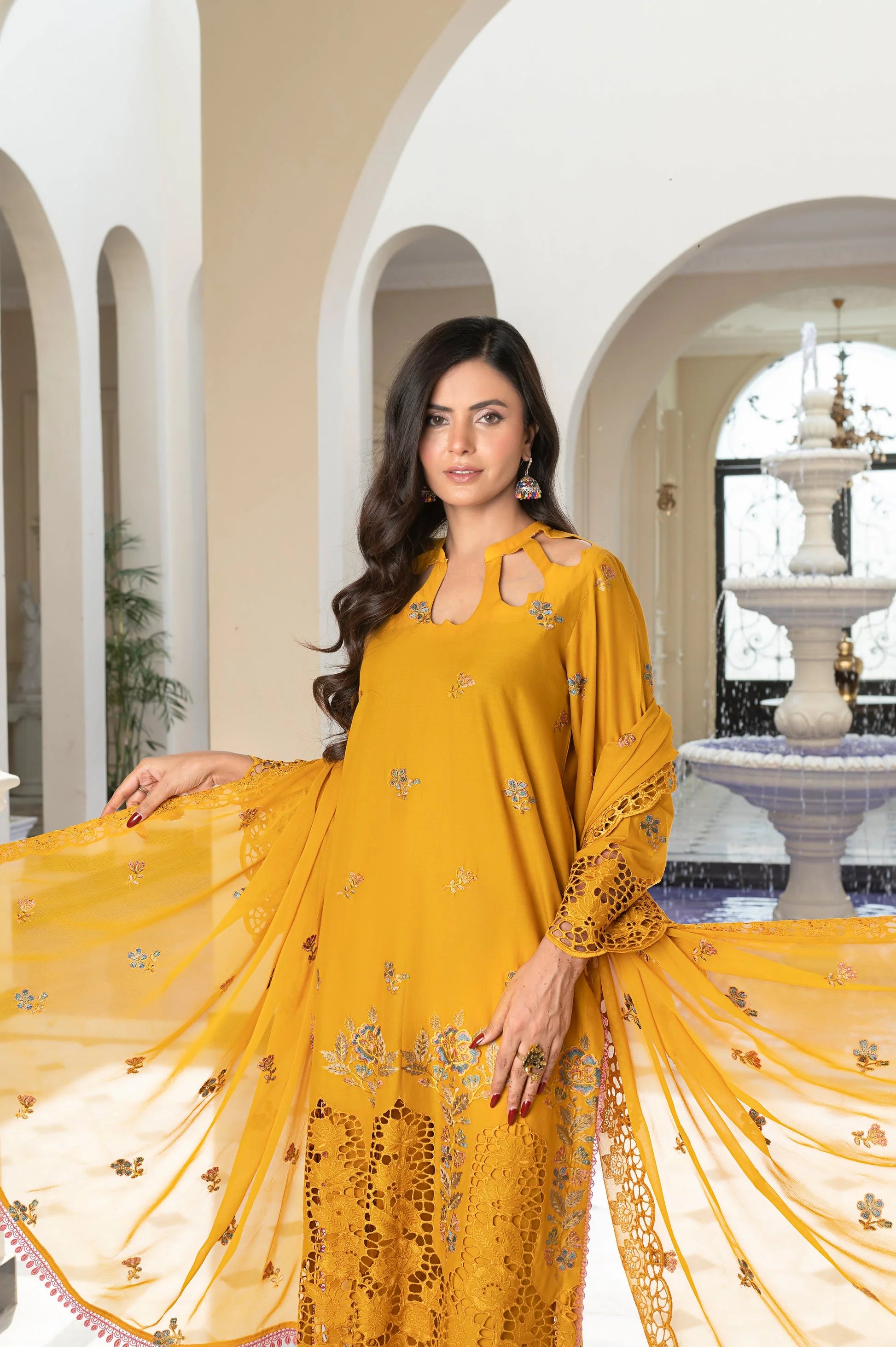 3-PC Unstitched Lawn Shirt Crinkle Embroidered Dupatta Nayab By Wania | WL-375
