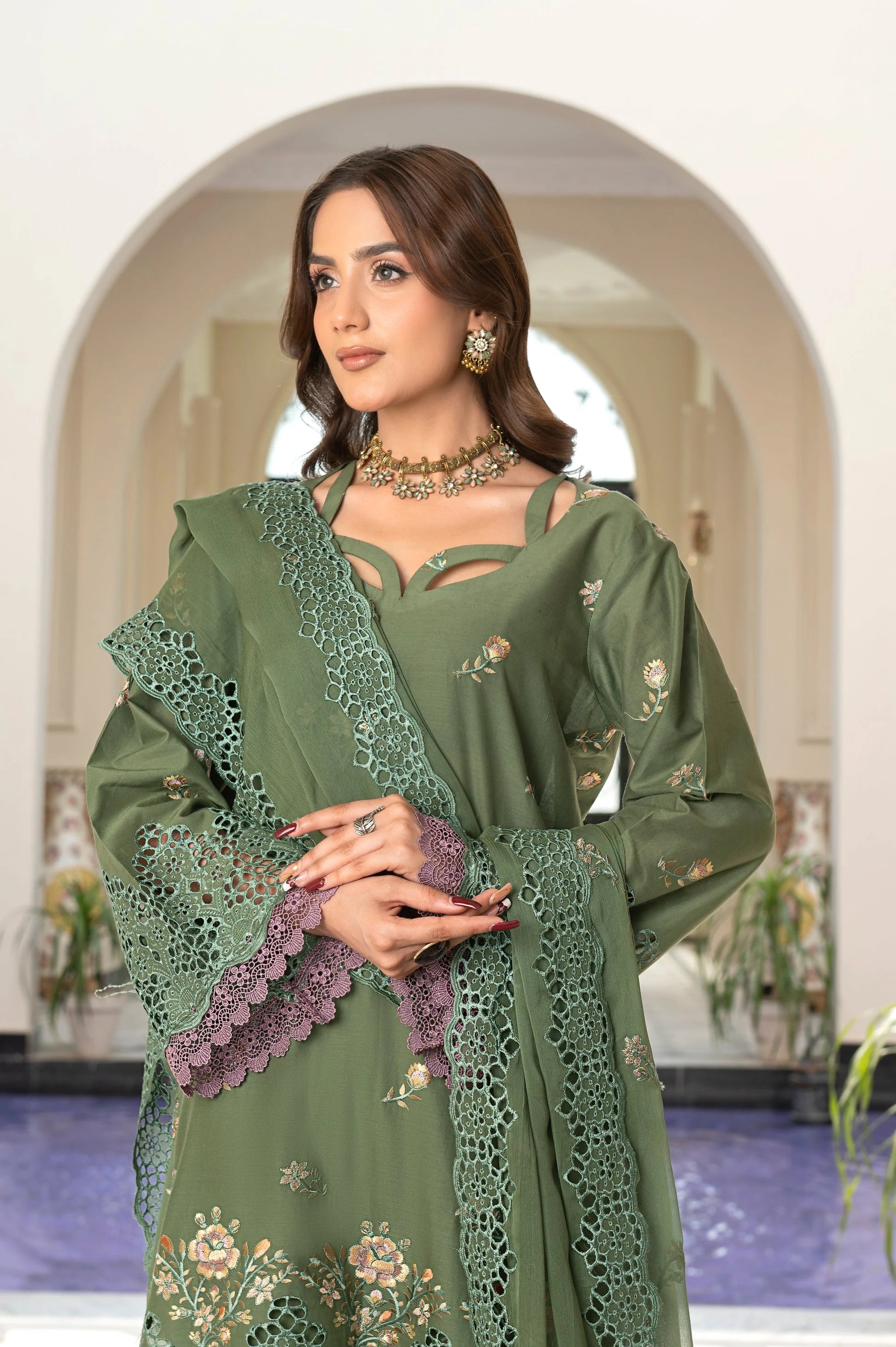 3-PC Unstitched Lawn Shirt Crinkle Embroidered Dupatta Nayab By Wania | WL-377