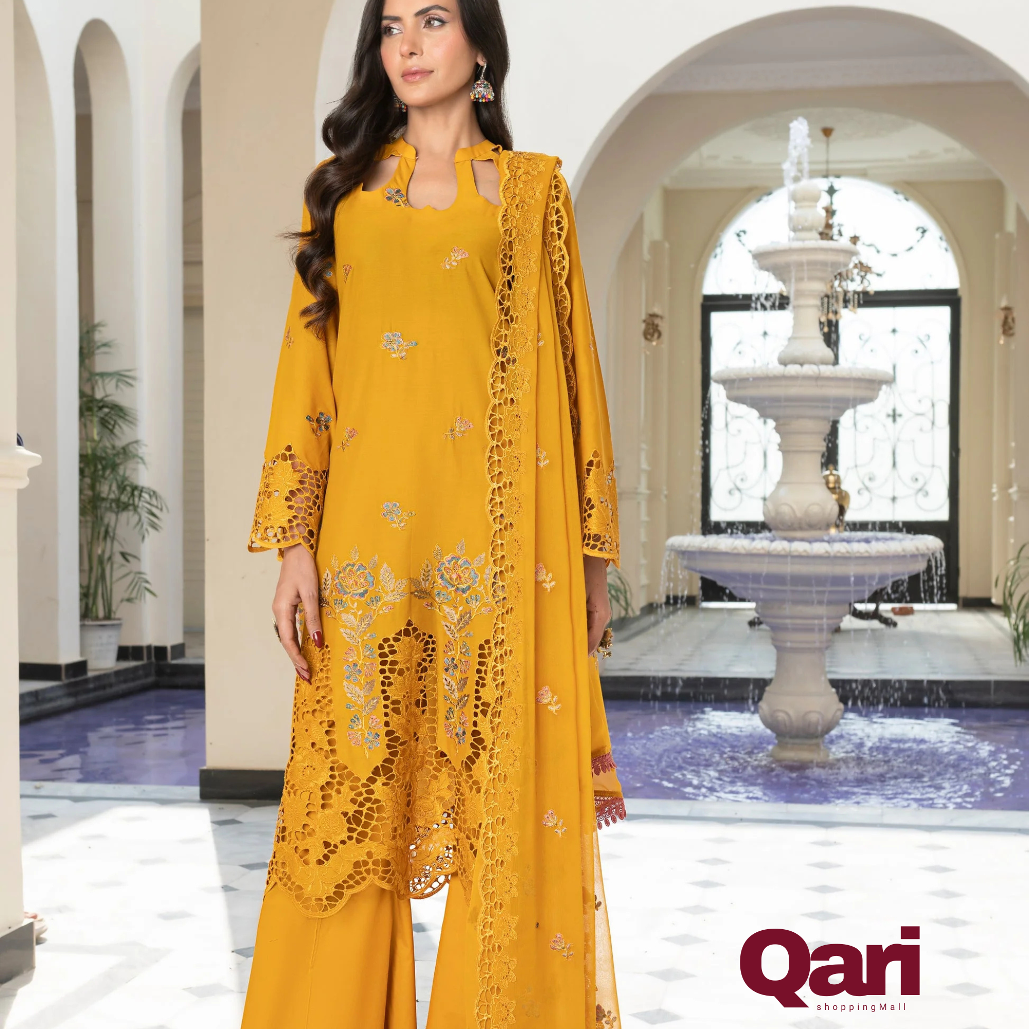 3-PC Unstitched Lawn Shirt Crinkle Embroidered Dupatta Nayab By Wania | WL-375