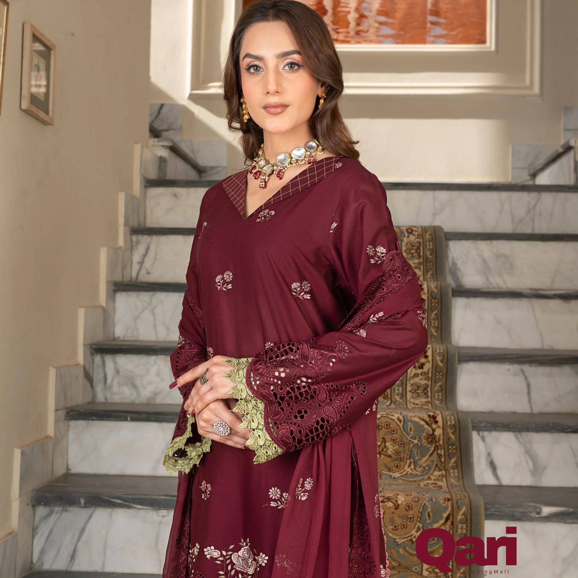 3-PC Unstitched Lawn Shirt Crinkle Embroidered Dupatta Nayab By Wania | WL-373