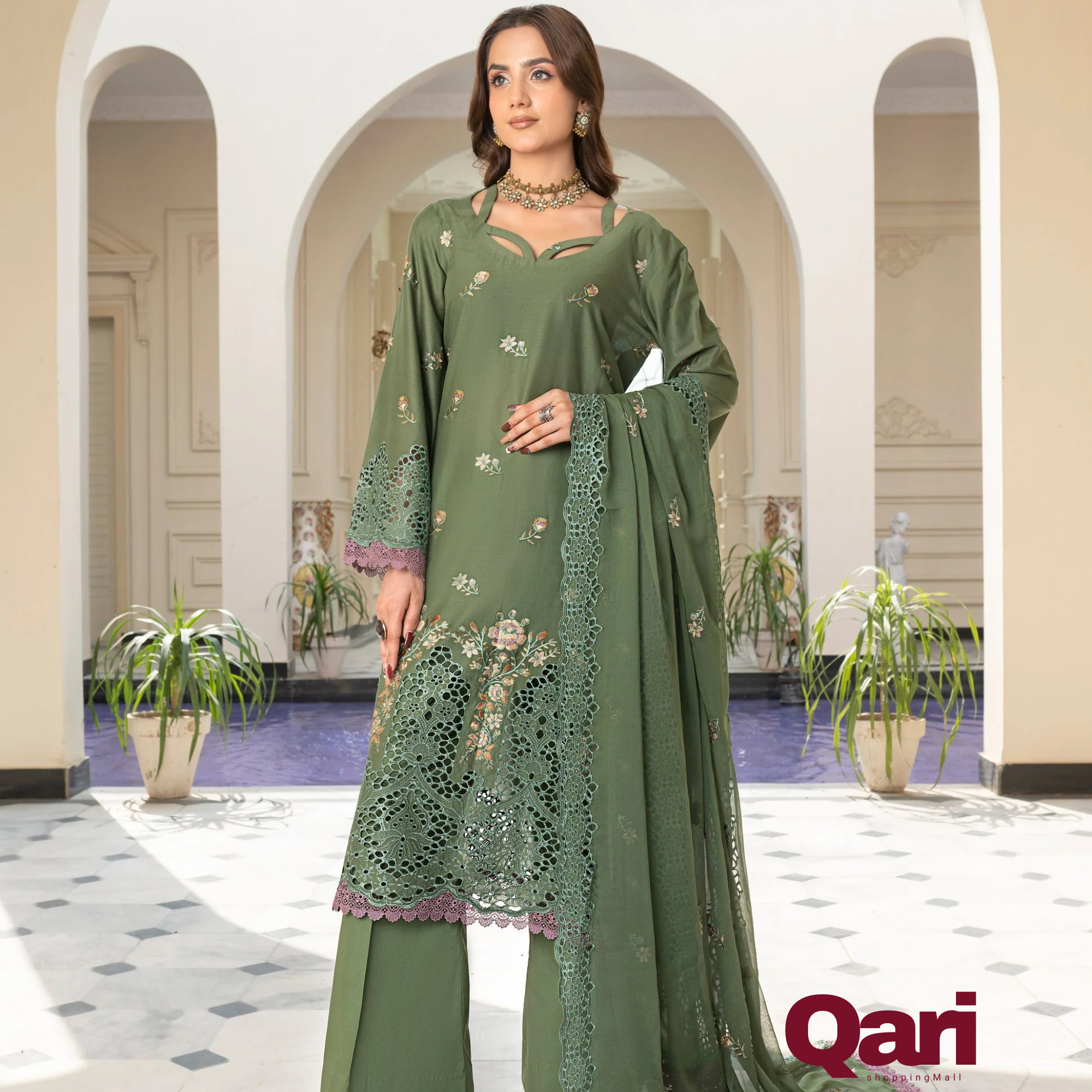 3-PC Unstitched Lawn Shirt Crinkle Embroidered Dupatta Nayab By Wania | WL-377