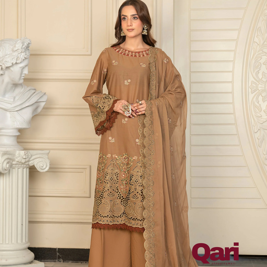 3-PC Unstitched Lawn Shirt Crinkle Embroidered Dupatta Nayab By Wania | WL-378