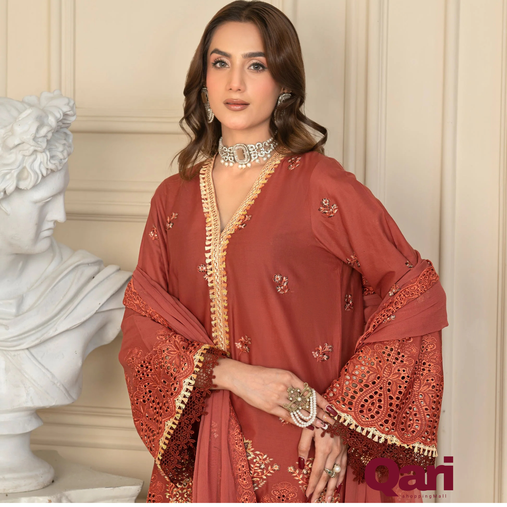 3-PC Unstitched Lawn Shirt Crinkle Embroidered Dupatta Nayab By Wania | WL-379